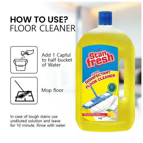 STANFRESH Super Disinfectant Floor Cleaner - Kills 99.9% Germs, Lemon, 1 L  