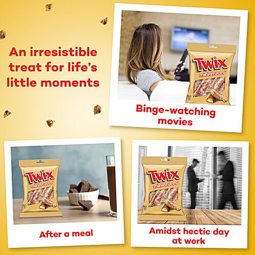 Twix Miniatures Caramel Cookie Milk Chocolate Pack – Rich, Creamy & Crunchy, 150 g  