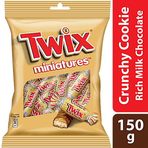 Twix Miniatures Caramel Cookie Milk Chocolate Pack – Rich, Creamy & Crunchy, 150 g  