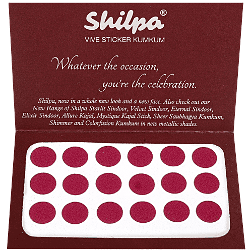 Shilpa Vive Sticker Kumkum - Size 3, Deep Red, 1 pc (Pack of 15) Dermatologically Tested