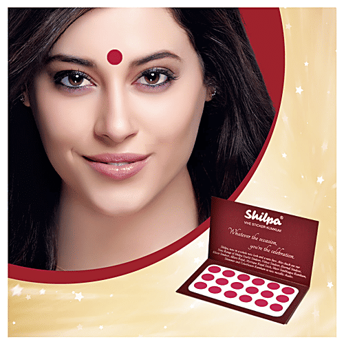 Shilpa Vive Sticker Kumkum - Size 3, Deep Red, 1 pc (Pack of 15) Dermatologically Tested