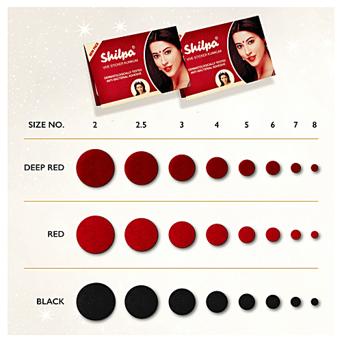 Shilpa Vive Sticker Kumkum - Size 3, Deep Red, 1 pc (Pack of 15) Dermatologically Tested