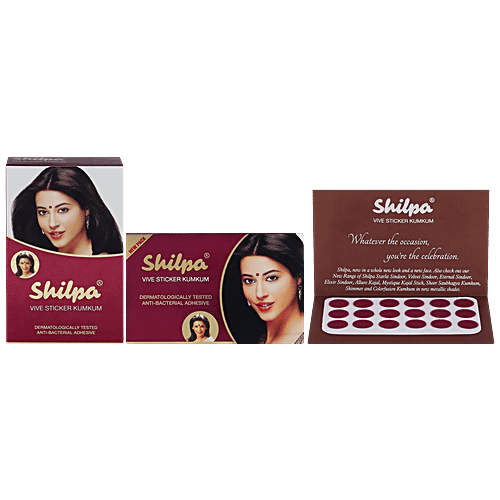 Shilpa Vive Sticker Kumkum - Size 3, Deep Red, 1 pc (Pack of 15) Dermatologically Tested