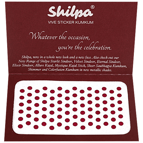 Shilpa Vive Sticker Kumkum - Size 8, Deep Red, 1 pc (Pack of 15) Dermatologically Tested