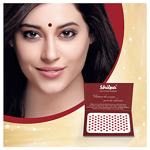 Shilpa Vive Sticker Kumkum - Size 8, Deep Red, 1 pc (Pack of 15) Dermatologically Tested