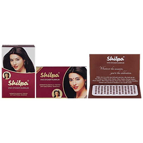 Shilpa Vive Sticker Kumkum - Size 8, Deep Red, 1 pc (Pack of 15) Dermatologically Tested