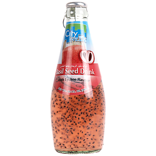 Buy City Fresh Basil Seed Lychee Flavour Drink Refreshing, Rich In Antioxidants Online at Best