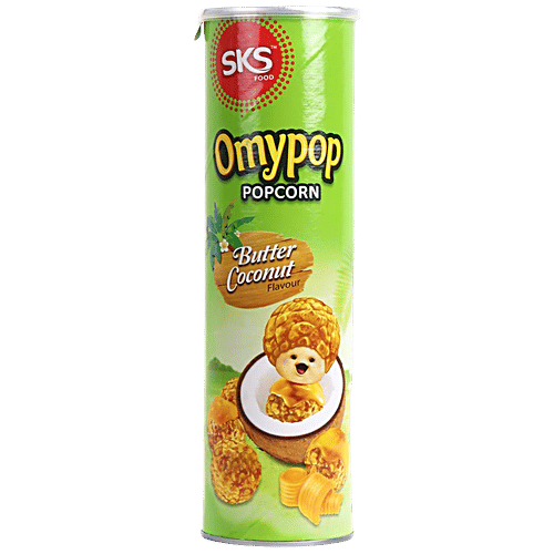 Buy Omypop Popcorn Butter Coconut Flavour, Rich In Fibre Online at