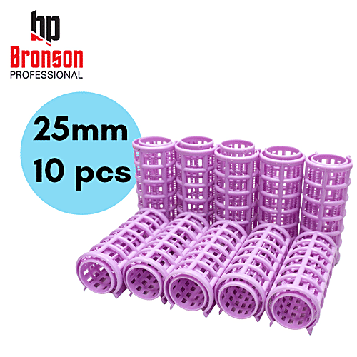 Bronson professional Hair Roller/Curler Clips - Lightweight, 25mm, Multicolour, 10 pcs  