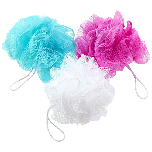 Bronson professional Mini Loofah - Soft Fibre, Long Lasting Lather, For Bath, Multicolour, 2 pcs  