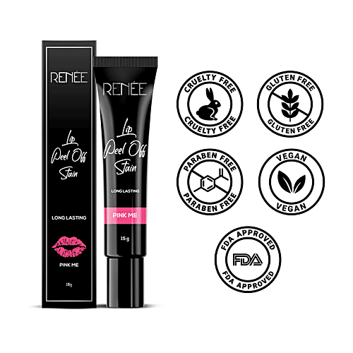 Renee Lip Peel Off Stain - With Vitamin E, Almond Oil, Highly Pigmented, Natural Tint, 15 g Pink Me