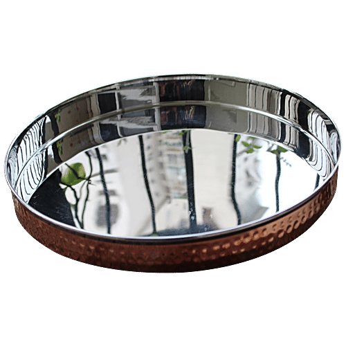 Decan Pure Copper Thali Set - Katori's, Spoon, Glass & Halwa Plate, Durable, Rust Free, 7 pcs  