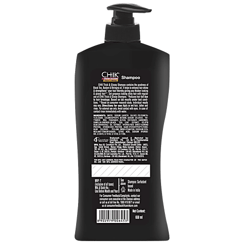 Chik Protein Solutions Thick & Glossy Shampoo - With Badam, Bhringraj Oil & Black Tea, For Shiny Hair, For Men & Women, 650 ml