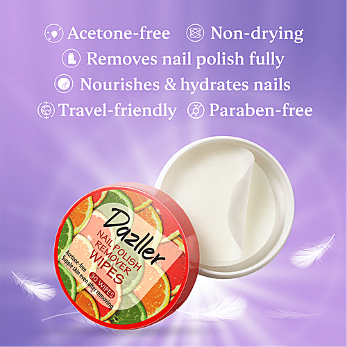 Dazller Nail Polish Remover Wipes - Acetone Free, 30 pcs  