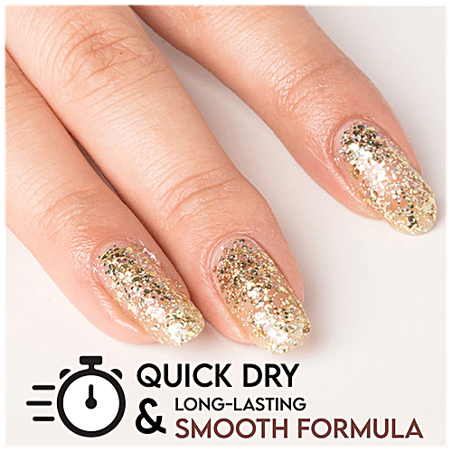 Sery Color Flirt Nail Paint Glitter - High Glossy Shine, Chip Resistant, Party Rose Gold, 10 ml Copper Glitter 