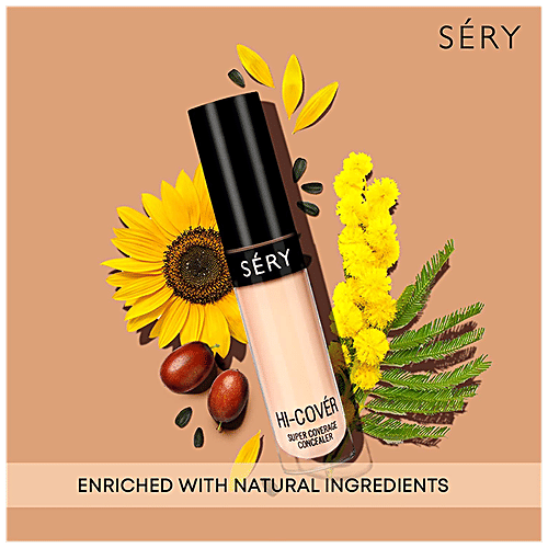 Sery Hi-Cover Super Coverage Concealer - Long-Lasting, Highly Pigmented, Matte Finish, 5 ml Porcelain 