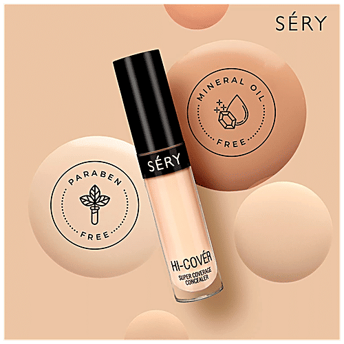 Sery Hi-Cover Super Coverage Concealer - Long-Lasting, Highly Pigmented, Matte Finish, 5 ml Porcelain 