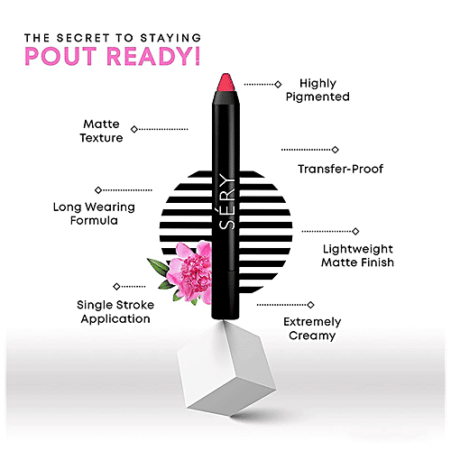 Sery Soft Matte Lip Crayon - Creamy, Long-Lasting, Lightweight, Transfer-Proof, 2.4 g Always Brown 