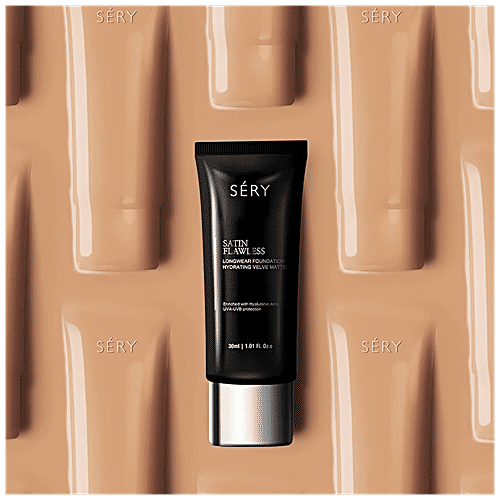 Sery Satin Flawless Longwear Foundation - Velvety Finish, Medium Coverage, Lightweight, 30 ml Tan 