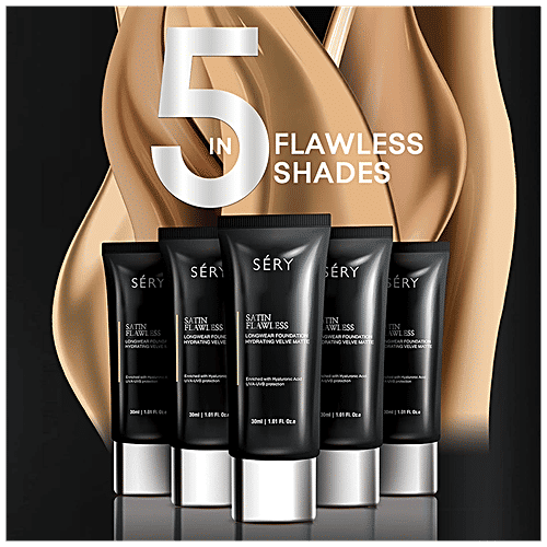 Sery Satin Flawless Longwear Foundation - Velvety Finish, Medium Coverage, Lightweight, 30 ml Tan 
