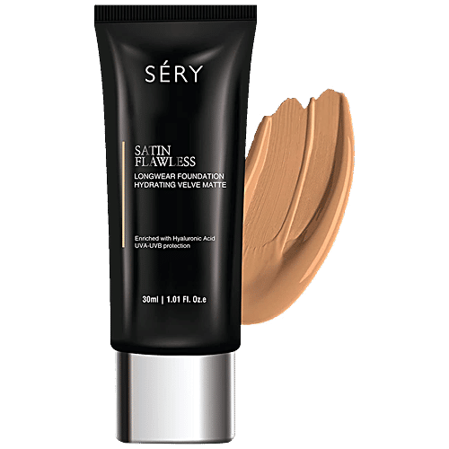 Sery Satin Flawless Longwear Foundation - Velvety Finish, Medium Coverage, Lightweight, 30 ml Tan 