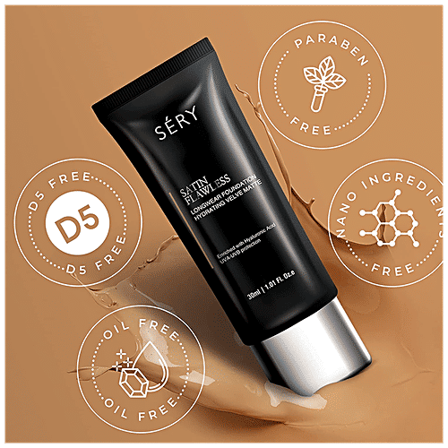 Sery Satin Flawless Longwear Foundation - Velvety Finish, Medium Coverage, Lightweight, 30 ml Light