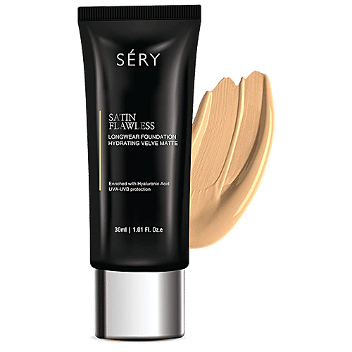 Sery Satin Flawless Longwear Foundation - Velvety Finish, Medium Coverage, Lightweight, 30 ml Light