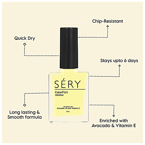 Sery Color Flirt Nail Paint - Glossy, Quick Dry, Chip Resistant & Long-Lasting, 10 ml Lemonade 