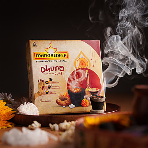 Mangaldeep Dhuno Cups - Ready-To-Use Authentic Dhunachi Experience, Long Lasting, 12 pcs (Get 1 Dhuno Holder Free) Authentic Dhunachi Experience
 Long Lasting