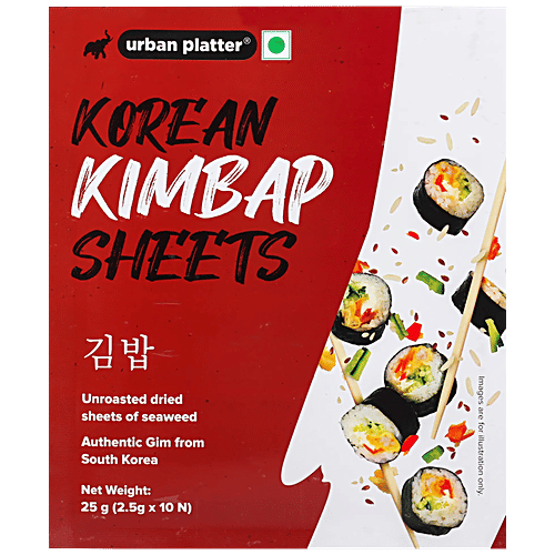 Urban Platter Korean Gim Sheets For Kimbap - Unroasted, Crispy, Salty & Light, 2.5 g (Pack of 10) 