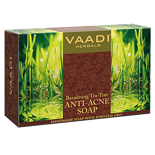 Vaadi Herbals Becalming Tea-Tree Anti-Acne Soap - Handmade, Unclogs Pores, 75 g  