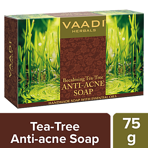 Vaadi Herbals Becalming Tea-Tree Anti-Acne Soap - Handmade, Unclogs Pores, 75 g  