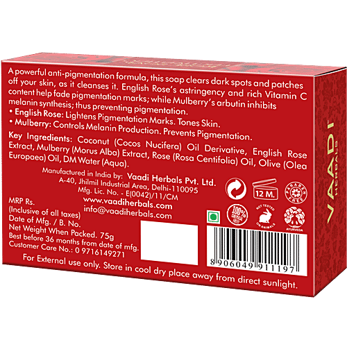 Vaadi Herbals Enchanting Rose Soap With Mulberry Extract - Handmade, Prevents Pigmentation, 75 g  