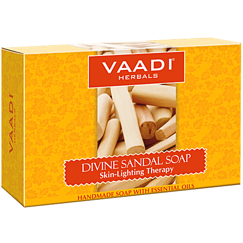 Vaadi Herbals Divine Sandal Soap With Saffron & Turmeric - Handmade, Lightens Skin, 75 g