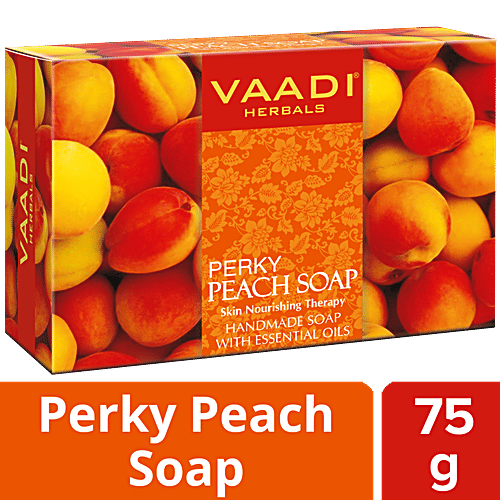 Vaadi Herbals Perky Peach Soap With Almond Oil - Handmade, Skin Nourishing Therapy, 75 g