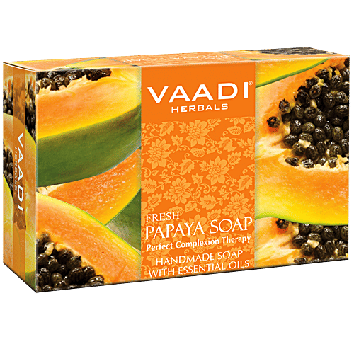 Vaadi Herbals Fresh Papaya Soap - Handmade, Perfect Complexion Therapy, 75 g  
