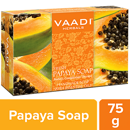 Vaadi Herbals Fresh Papaya Soap - Handmade, Perfect Complexion Therapy, 75 g  