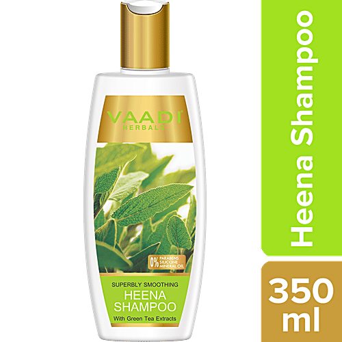 Vaadi Herbals Superbly Smoothing Heena Shampoo With Green Tea Extracts - Paraben Free, 350 ml