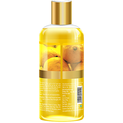 Vaadi Herbals Refreshing Lemon & Basil Shower Gel - Detoxifies Skin, Controls Oil, 300 ml  