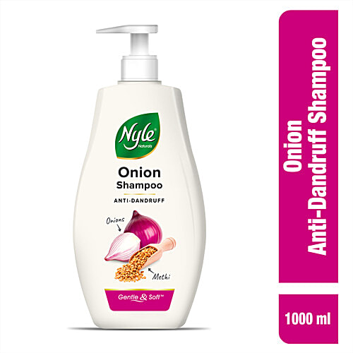 Nyle Naturals Onion Anti-Dandruff Shampoo - With Methi, 1 L  Gentle & Soft