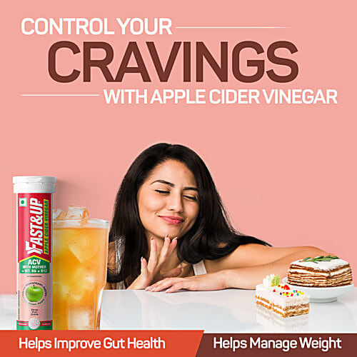 Fast&Up Apple Cider Vinegar Tablets For Weight Loss & Detox, Green Apple, 15 pcs  With Mother + Vit. B6 + B12, For Weight Loss and Detox, Unfiltered, Helps Improve Gut Health, Helps Reduce Bloating