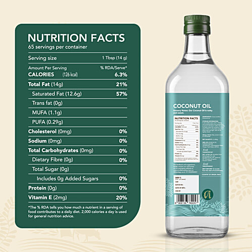 Anveshan Wood Cold Pressed Coconut Oil - For Hair, Skin, Cooking, 1 L Bottle 