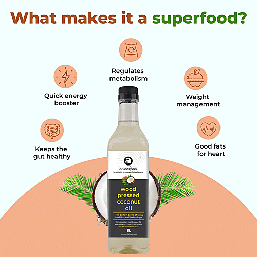 Buy Anveshan Wood Cold Pressed Coconut Oil For Hair, Skin, Cooking