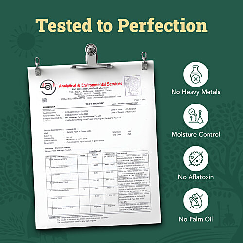 Anveshan Wood Cold Pressed Coconut Oil - For Hair, Skin, Cooking, 1 L Bottle 