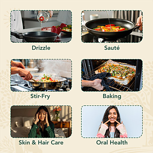 Anveshan Wood Cold Pressed Coconut Oil - For Hair, Skin, Cooking, 500 ml Bottle 