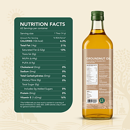 Anveshan Wood Cold Pressed Groundnut/Peanut Cooking Oil, 1 L Bottle 