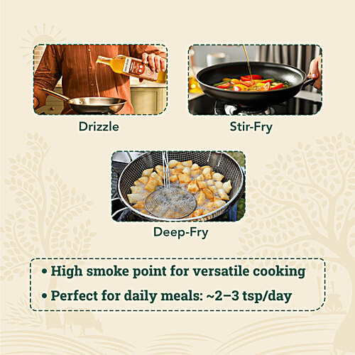 Anveshan Wood Cold Pressed Groundnut/Peanut Cooking Oil, 1 L Bottle 