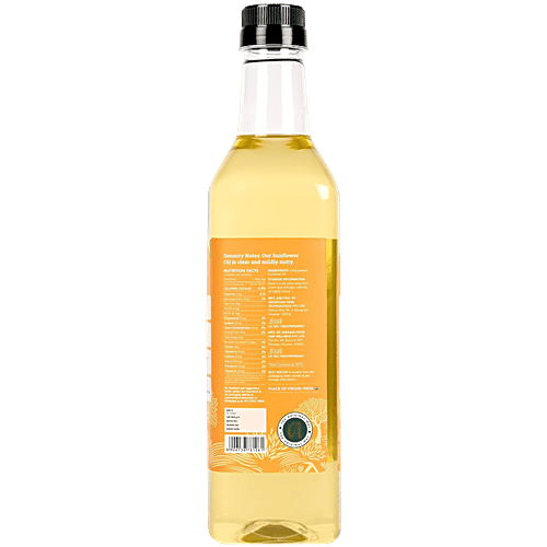 Anveshan Wood Cold Pressed Sunflower Cooking Oil - Heart-Healthy Good Fats, 1 L Glass Bottle 