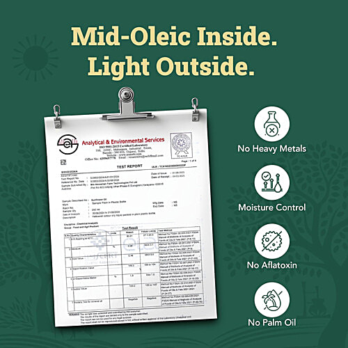 Anveshan Wood Cold Pressed Sunflower Cooking Oil - Heart-Healthy Good Fats, 1 L Glass Bottle 