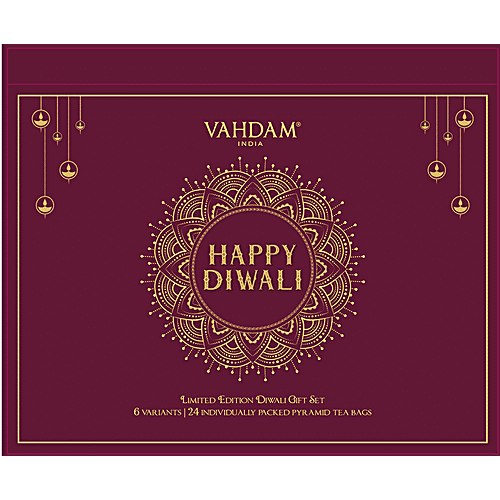 Vahdam Diwali Gift Set Limited Edition Tea - 6 Variants, Pure & Natural, 48 g (24 Pyramid Bags x 2 g each)